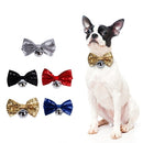 Pet Bow Tie Christmas Dog Collars Adjustable Pet Christmas Outfits w/ Metal Bell  8"-16" Neckties for Dogs Cats