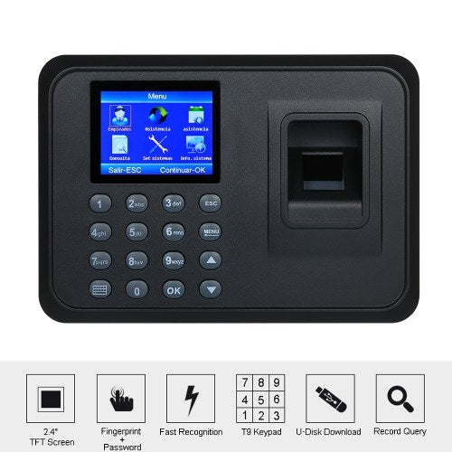 Biometric Fingerprint Attendance Machine Software-free 2.4" TFT LCD Display