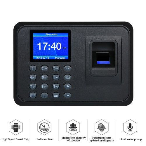 Biometric Fingerprint Attendance Machine Software-free 2.4" TFT LCD Display