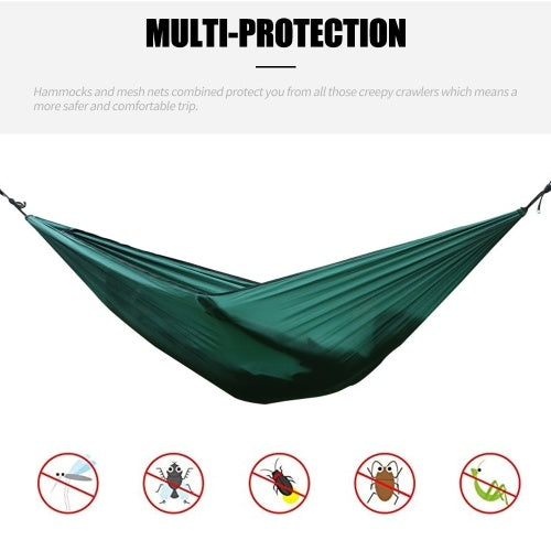 Camping Hammock With Mesh Net Lightweight Portable Nylon Hammock Multifunctional Hammock