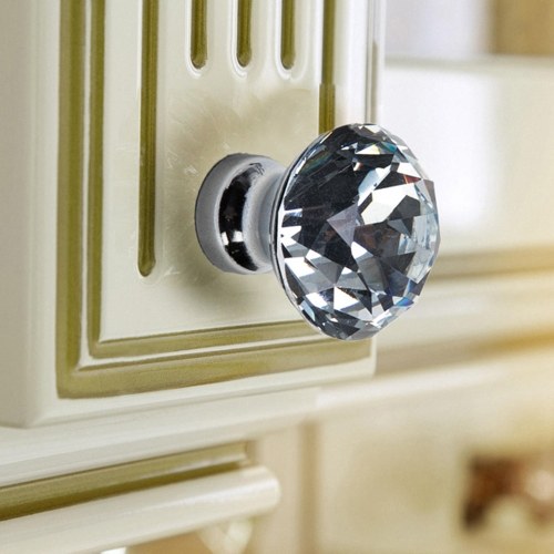 Cabinet Pulls Knob Crystal Glass Ball Handles Diamond Shape