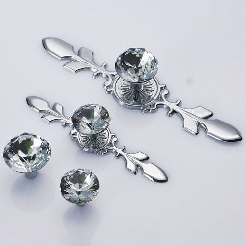 Cabinet Pulls Knob Crystal Glass Ball Handles Diamond Shape