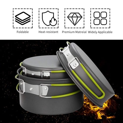 Camping Cookware Set Campfire Cooking Utensils Folding Cookset