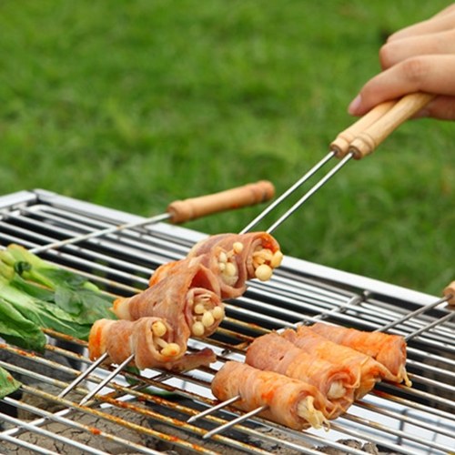 Barbecue Skewer Grilling Kabob Sticks Reusable Metal Skewers