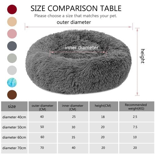 Blusea Soft Plush Round Pet Bed