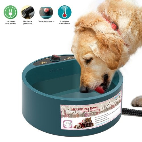 Heated Pet Dog Cat Bowl Heating Feeding Feeder Waterproof 0.58gal/2.2L/74oz