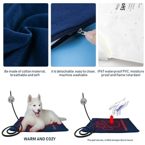 Pet Dog Cat Heating Pad Waterproof Warmer Mat Bed for Dogs Cats Indoor Warming Mat 60*45cm