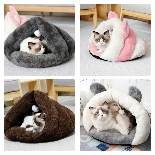 Pet Cat Dog Soft Warm Nest Kennel Bed Cave House Sleeping Bag Mat Pad Tent Pets Winter Warm Cozy Bed