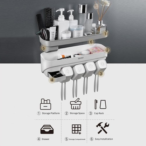 Menen Toothbrush Rack Wall Mounted Toothbrush Holder