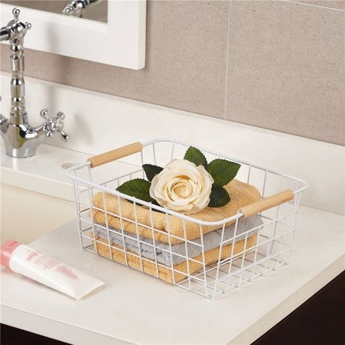 Household Metal Wire Basket Bin Storage Organizer