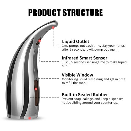 300mL Automatic Soap Dispenser Infrared Hand-free Touchless Soap Dispenser