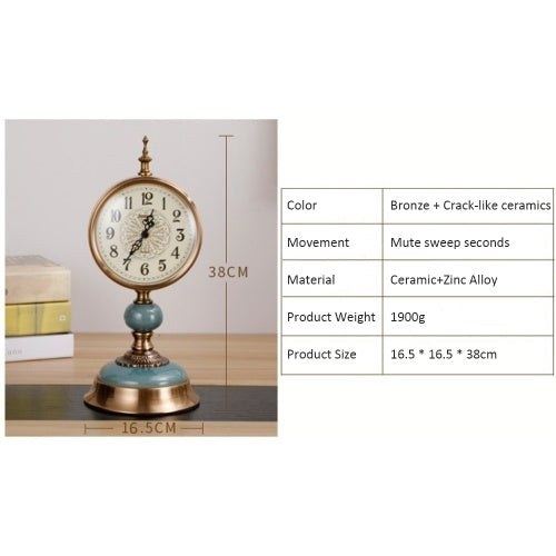 6812-1 Table Clock Decorative Retro Metal European