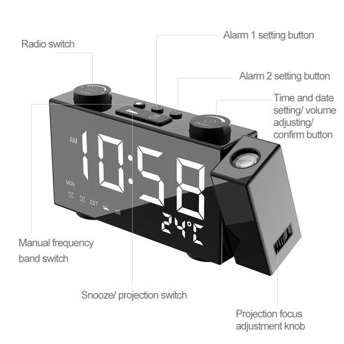 6 Inch Digital FM Projection Radio Alarm Clock