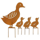 Metal Garden Stake Family Duck Shape Statue