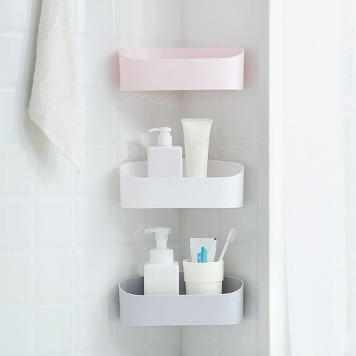 Bathroom Corner Shelf Adhesive Wall-mounted Storage Rack Holder