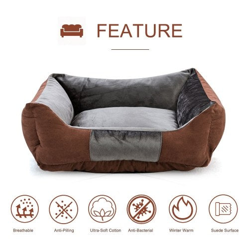 Pet Dog Bed Pet Sofa Dog Sleep Couch Cuddler Square Winter Warm Cotton Liner Waterproof Bottom Comfortable Cat Puppy Dog Bed