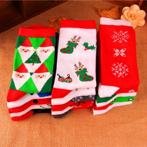 Christmas Cotton Socks Santa Snowman Snowflake Sock for Mens and Women