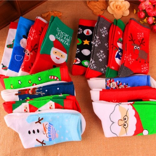 Christmas Cotton Socks Santa Snowman Snowflake Sock for Mens and Women