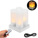 Rechargeable LED Yellow Flickering Flameless Tealight Candles Lights with Remote Control Frosted Cups Charging Base