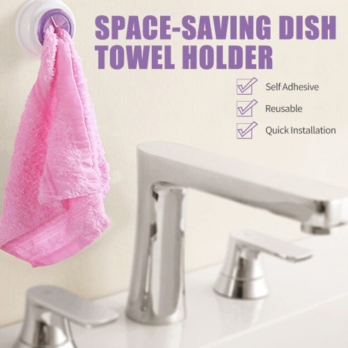 Dish Towel Holder Towel Hook Wall Mount Kitchen Towel Holder Towel Rack Hanger Round Self Adhesive Rag Hooks Easy Installation Door Bathroom Shower Outdoor Towel Holders