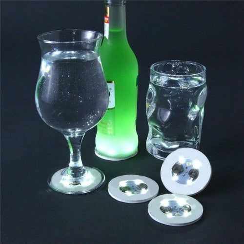 Led Coaster Flashing Round Shape Cup Sticker Mat Wine Glass Bottle Cup Luminous Coaster Home Party Club Bar Supply