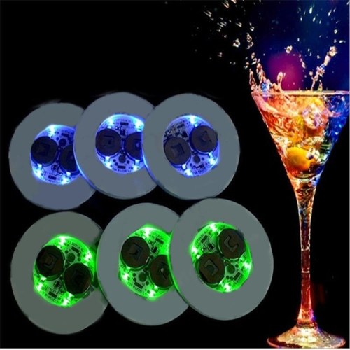 Led Coaster Flashing Round Shape Cup Sticker Mat Wine Glass Bottle Cup Luminous Coaster Home Party Club Bar Supply