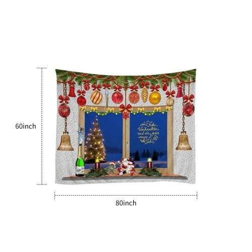 Christmas Tapestries Wall Hanging Art Tapestry Polyester Xmas Fireplace Tapestry Table Cloth