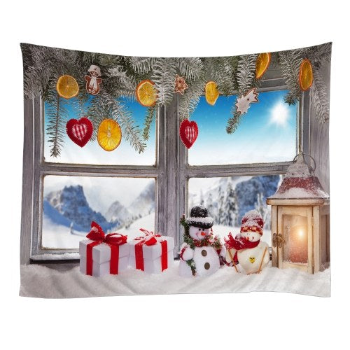 Christmas Tapestries Wall Hanging Art Tapestry Polyester Xmas Fireplace Tapestry Table Cloth