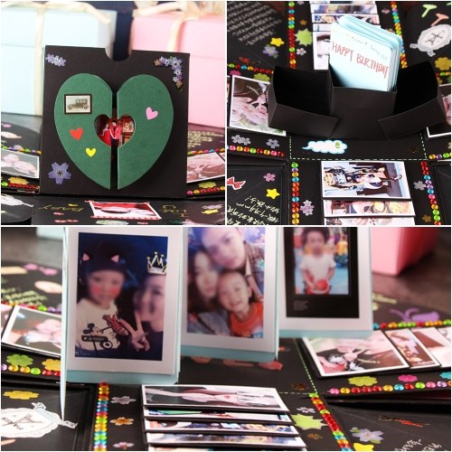 DIY Warm Surprise Love Explosion Box Scrapbook DIY Photo Album Favor Box for Anniversary Birthday Gift