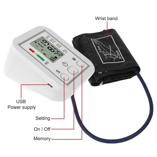 Blood Pressure Monitor Portable Household Arm Band Type Sphygmomanometer LCD Display Accurate Measurement