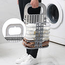 Punch-Free Hanging Plastic Collapsible Laundry Hamper Portable Foldable Folding Storage Basket Bin Container Organizer with Handle Sticky Hook for Bathroom Bedroom