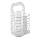 Punch-Free Hanging Plastic Collapsible Laundry Hamper Portable Foldable Folding Storage Basket Bin Container Organizer with Handle Sticky Hook for Bathroom Bedroom