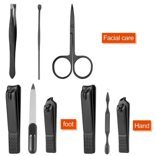 12-Piece Matte Steel Manicure Implement Set Portable Pedicure Tool Kit Fingernail Toenail Scissors Hand Foot Nail Clippers Nail Care Kit with Cuticle Tool PU Travel Case