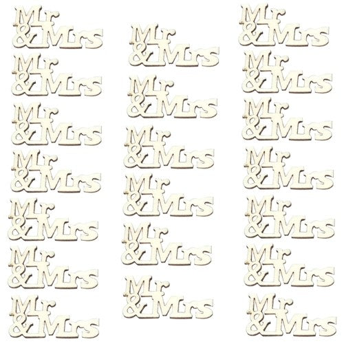 20Pcs Mr & Mrs Pattern Decoration Slices DIY Accessories for Handmade Wooden House Wood Craft Scrapbook Embellishment