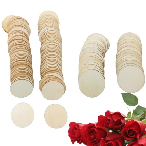 100Pcs 50mm Wooden Circles Round Wedding Craft Card Making Scrapbooking Decoration