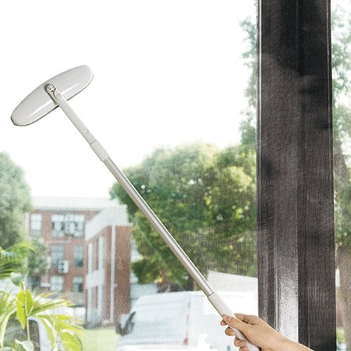 Window Squeegee Scrubber Cleaner Household Screen Cleaning Brush Dusting Brush Rotating Aluminum Rod Long Handle Retractable Cleaning Brush Washer Tools for Car Shower Glass Mirrors