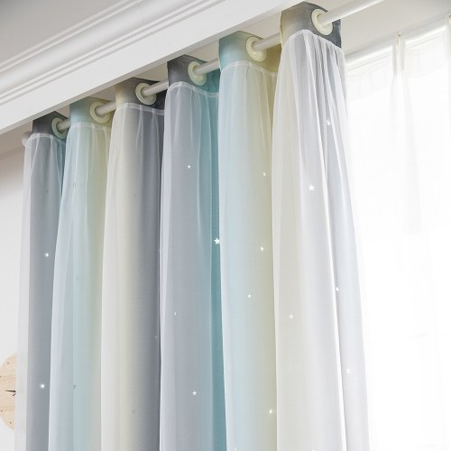 1 Panel Star Curtains Stars Blackout Curtains Colorful Double Layer Star Window Curtains