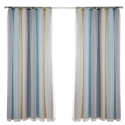 1 Panel Star Curtains Stars Blackout Curtains Colorful Double Layer Star Window Curtains