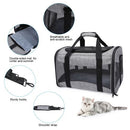 Portable Pet Cats Dogs Travel Carrier Breathable Foldable Pet Carrier Bag with Fleece Mat Large Space Easy Carry on Luggage for Weight less than 7.5kg