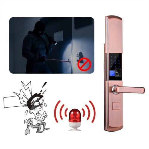 Smart Electronic Door Lock Sensor Key Free Fingerprint Entry Security Biometric Fingerprint Identification Door Lock Mechanical Key Digital Lock OLED Display Voice Guidance Sliding Case APP Control Five Entries for Home Hotel Apartment Left Hand Inswing D