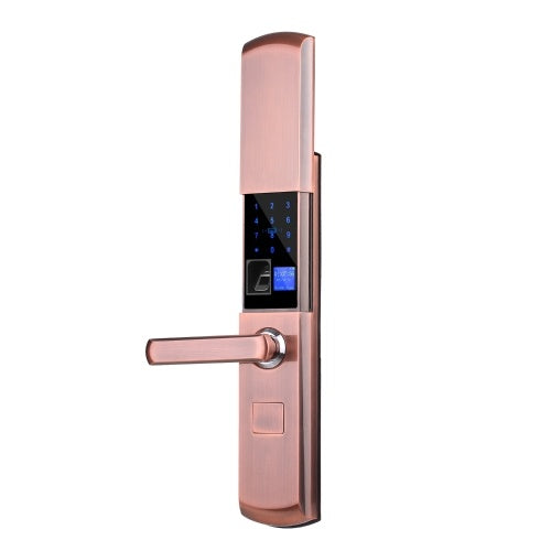 Smart Electronic Door Lock Sensor Key Free Fingerprint Entry Security Biometric Fingerprint Identification Door Lock Mechanical Key Digital Lock OLED Display Voice Guidance Sliding Case APP Control Five Entries for Home Hotel Apartment Left Hand Inswing D