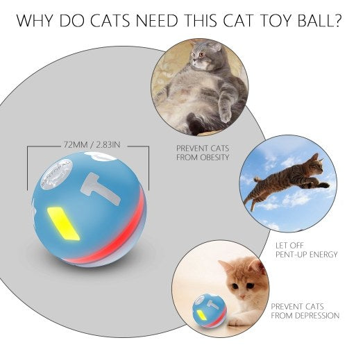 Smart Interactive Cat Toy Ball USB Rechargeable Rolling Ball for Kitty Puppy