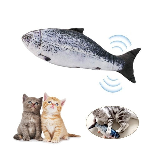 Electric USB Charging Simulation Fish Cat Toy Funny Interactive Pets Cats Catnip Toys for Cat Kitty Kitten-Perfect for Biting Chewing Kicking