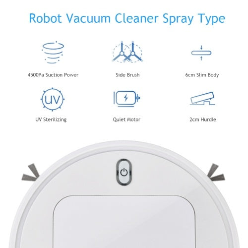 Robot Vacuum Cleaner Spray Type Disinfection UV Light Sterilizing Automatic Cleaning Vacuum