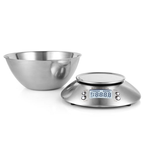 High Precision Scale Kitchen Scale 11lb/ 5kg Food Scale with Bowl Timer Temperature Display 5 Units Multifunction Scale