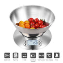 High Precision Scale Kitchen Scale 11lb/ 5kg Food Scale with Bowl Timer Temperature Display 5 Units Multifunction Scale