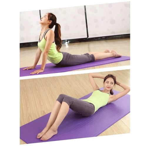 72 x 24 Inches Yoga Mat Non-Slip 10mm Thicknness Exercise Mats with Storage Band and Mesh Bag