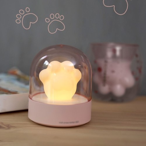 LED Night Lights with Music Cat Claw Shape Lamp 3 Brightness Lighting Night Bedside Lamp for Kids Travel Camping Office Home USB Powered Light-Up Music Box