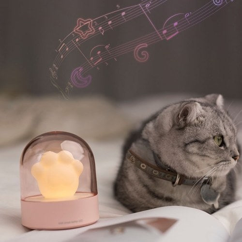 LED Night Lights with Music Cat Claw Shape Lamp 3 Brightness Lighting Night Bedside Lamp for Kids Travel Camping Office Home USB Powered Light-Up Music Box