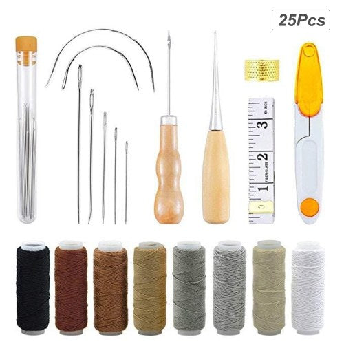 25Pcs Leather Waxed Thread Craft Tool DIY Sewing Accessories Leather Hand Sewing Needles for Leather Carpet Canvas DIY Sewing